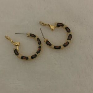 Gold Tone Leopard Print Hoop Earrings